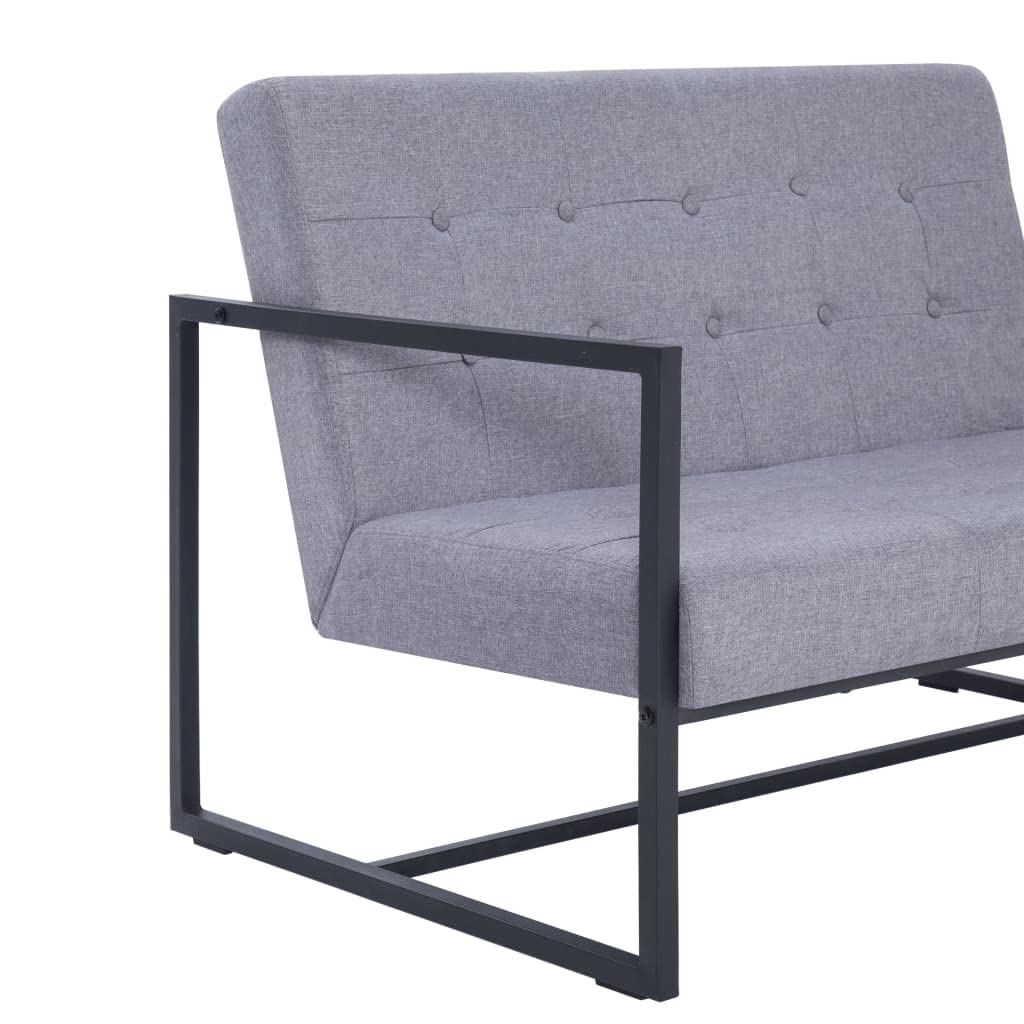 Light Gray 2-Seater Fabric Loveseat Sofa with Armrests G346924