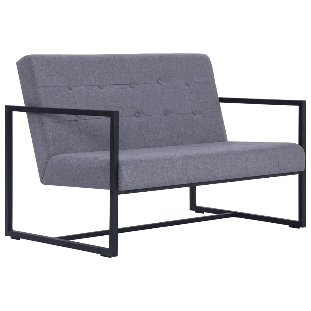 Light Gray 2-Seater Fabric Loveseat Sofa with Armrests G346924