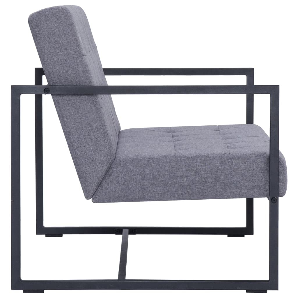 Light Gray 2-Seater Fabric Loveseat Sofa with Armrests G346924