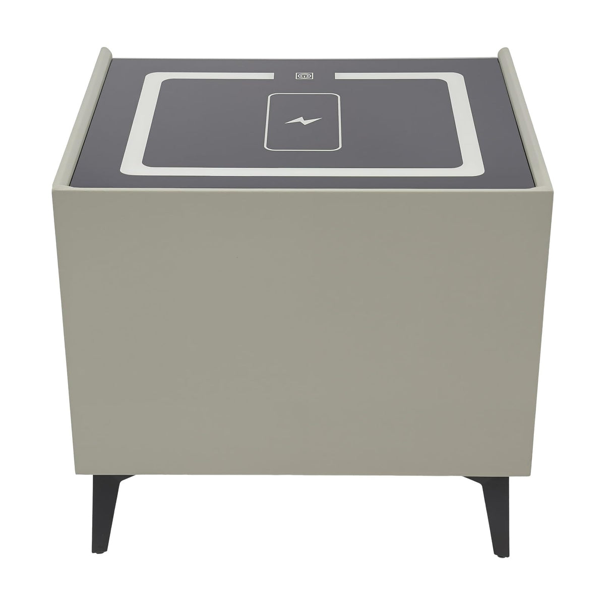 Light Gray Solid Wood Nightstand with Charging Station and 2 Drawers H636161