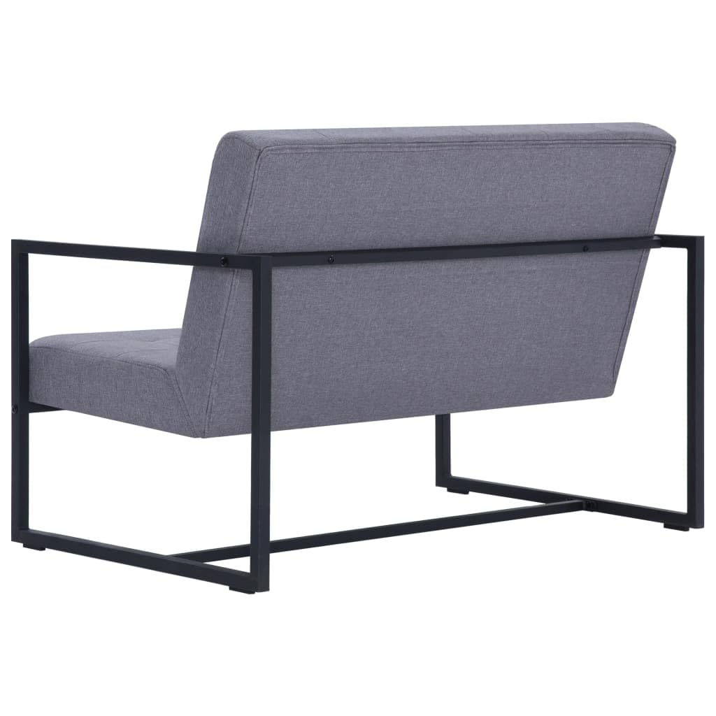 Light Gray 2-Seater Fabric Loveseat Sofa with Armrests G346924