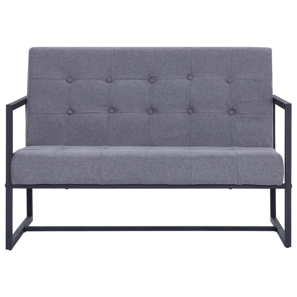 Light Gray 2-Seater Fabric Loveseat Sofa with Armrests G346924