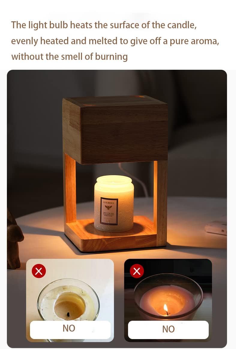 Wooden Candle Warmer Lamp with Timer and Auto Shut Off S682603