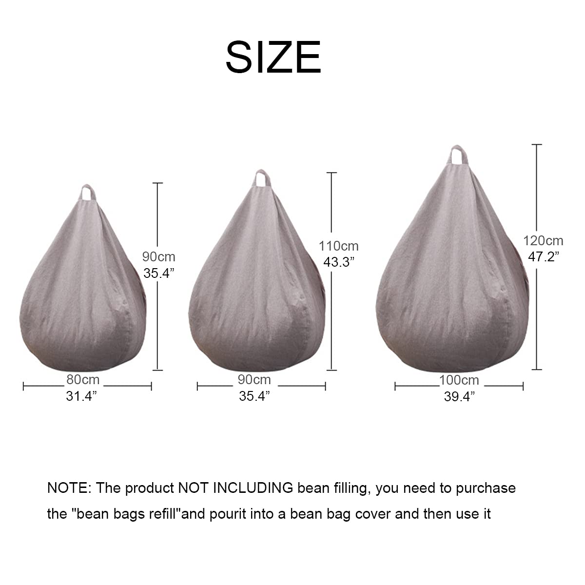 Cotton Linen Bean Bag Chair Cover 90x110cm U70573