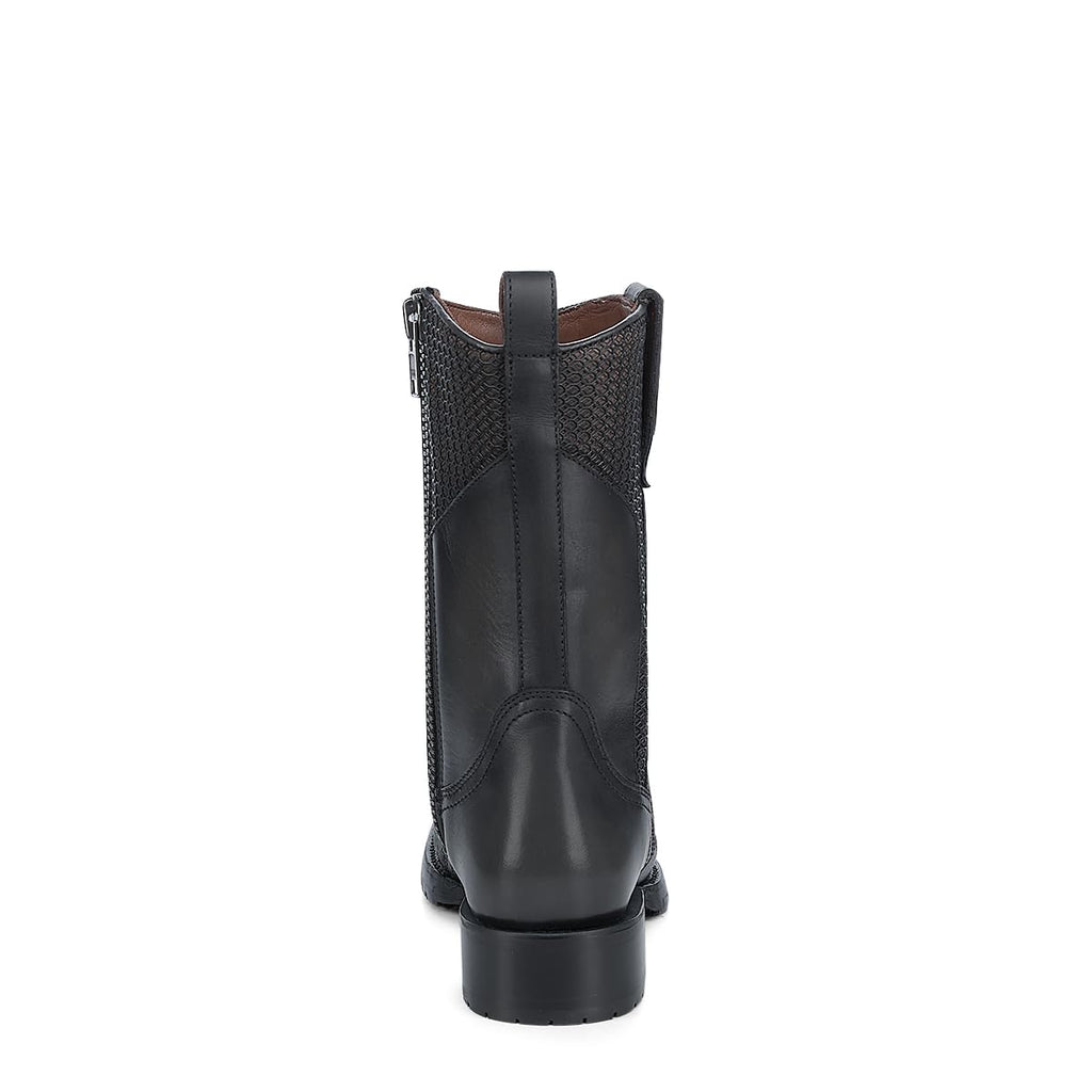 Dark gray Leather Side Zipper Western Boots V69878
