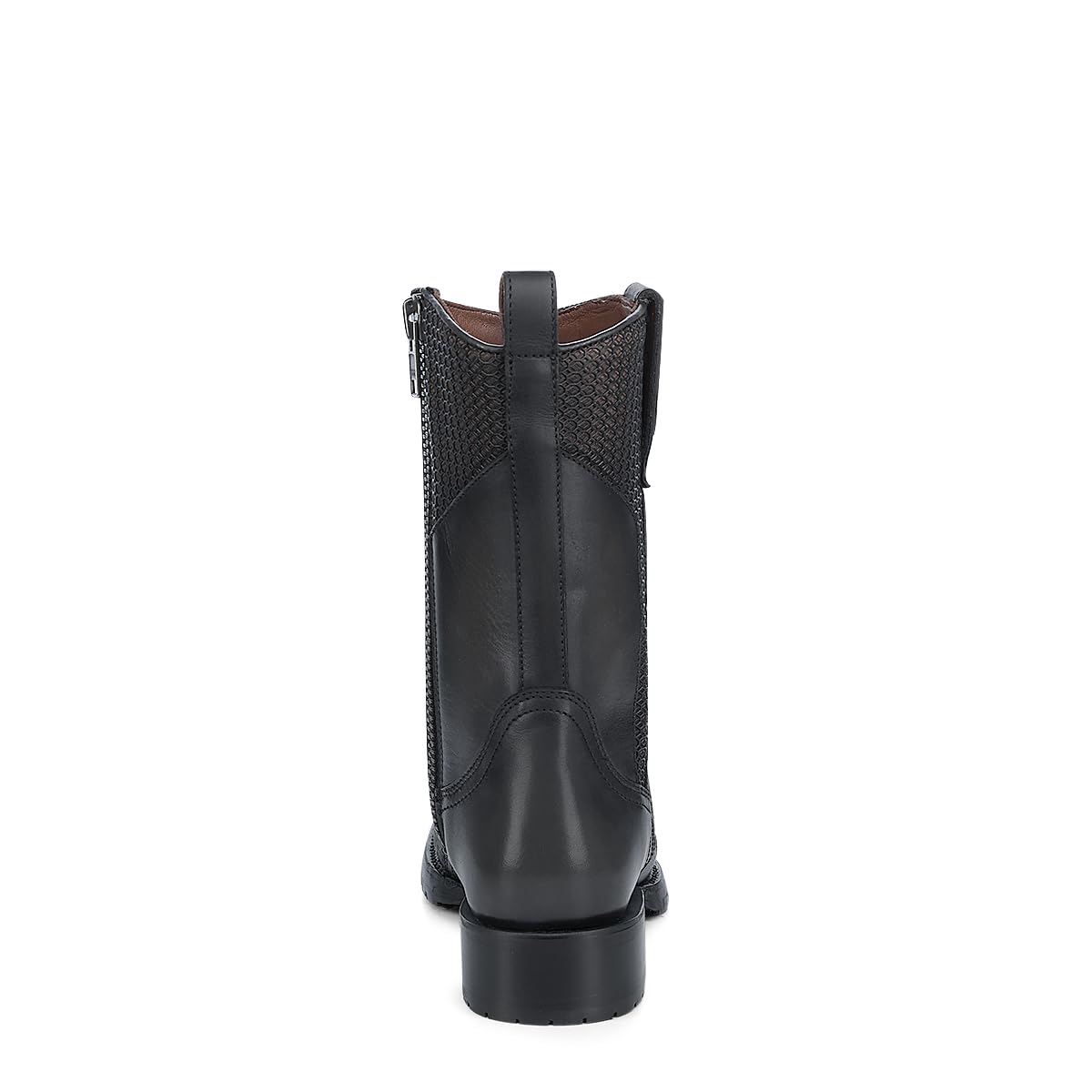 Dark gray Leather Side Zipper Western Boots V69878