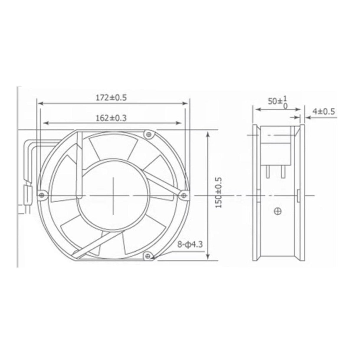172mm x 150mm x 51mm 24V Cooling Fan C411612
