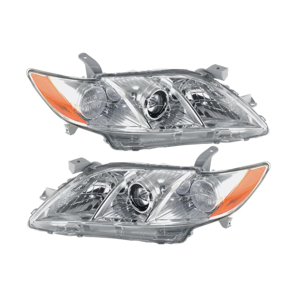 Toyota Camry 2007 2008 2009 Headlights Driver And Passenger Side Pair Amber Clear Lens P521576