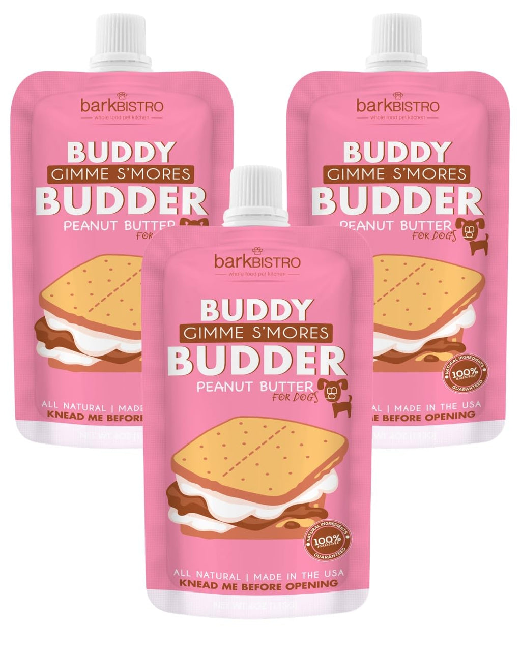 Peanut Butter Dog Treats 3-Pack 4oz Squeeze Packs I1736