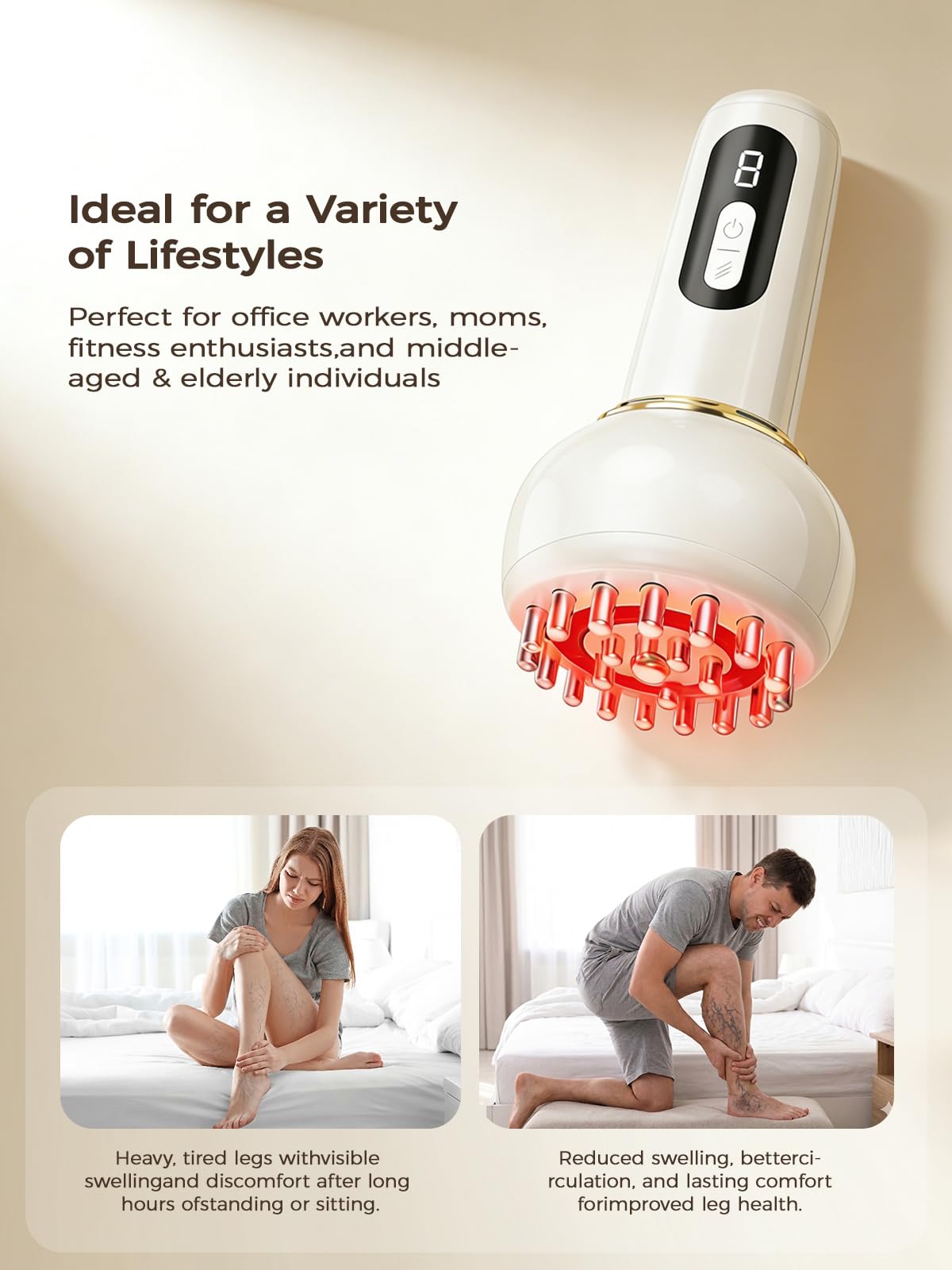 Leg Massager with Heat, Light, SoothingPulse & Vibration Y918598