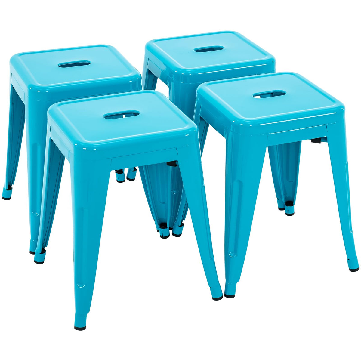 Teal Blue 18 Inch Metal Stools Set of 4 P8121