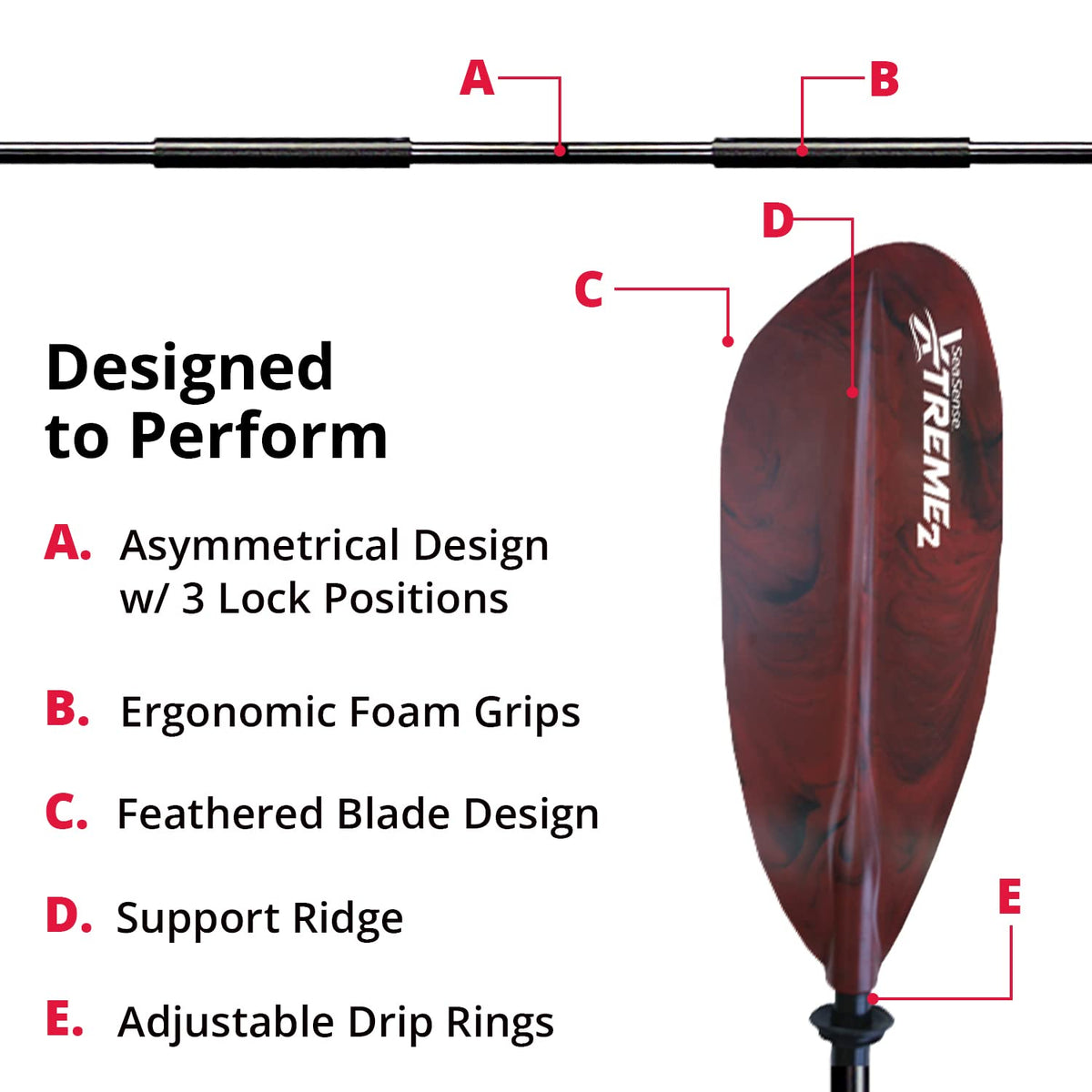 96” Fiberglass Reinforced Nylon Kayak Paddle E918794