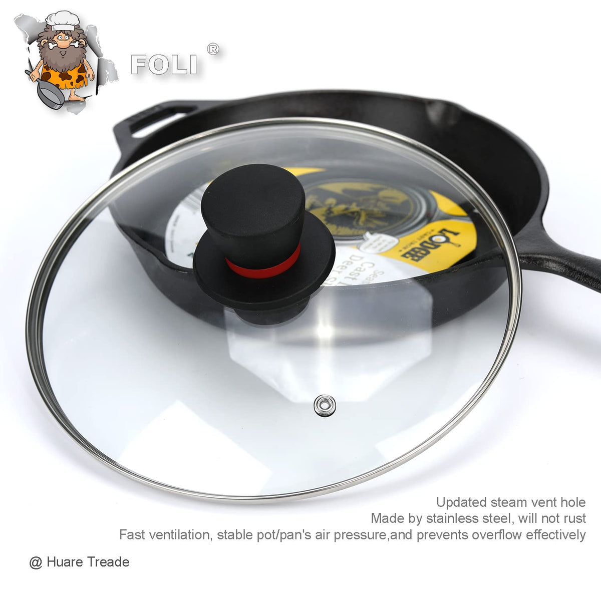 10.25 Inch Tempered Glass Lid with Steam Vent R314