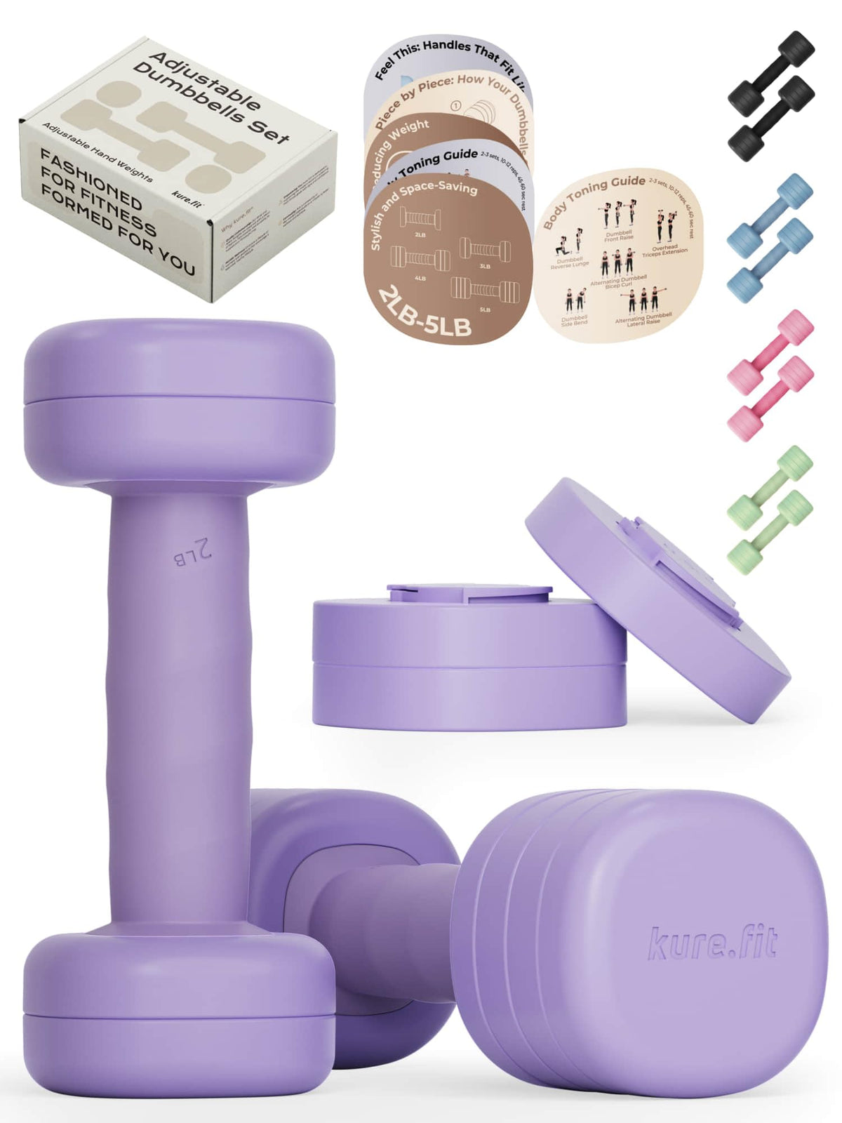 Adjustable Dumbbell Set 2LB 3LB 4LB 5LB H651207
