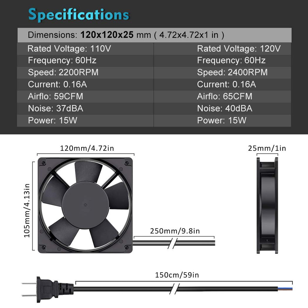 120mm AC Axial Exhaust Fan Dual Ball G772