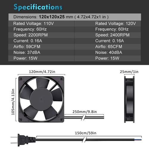 120mm AC Axial Exhaust Fan Dual Ball G772