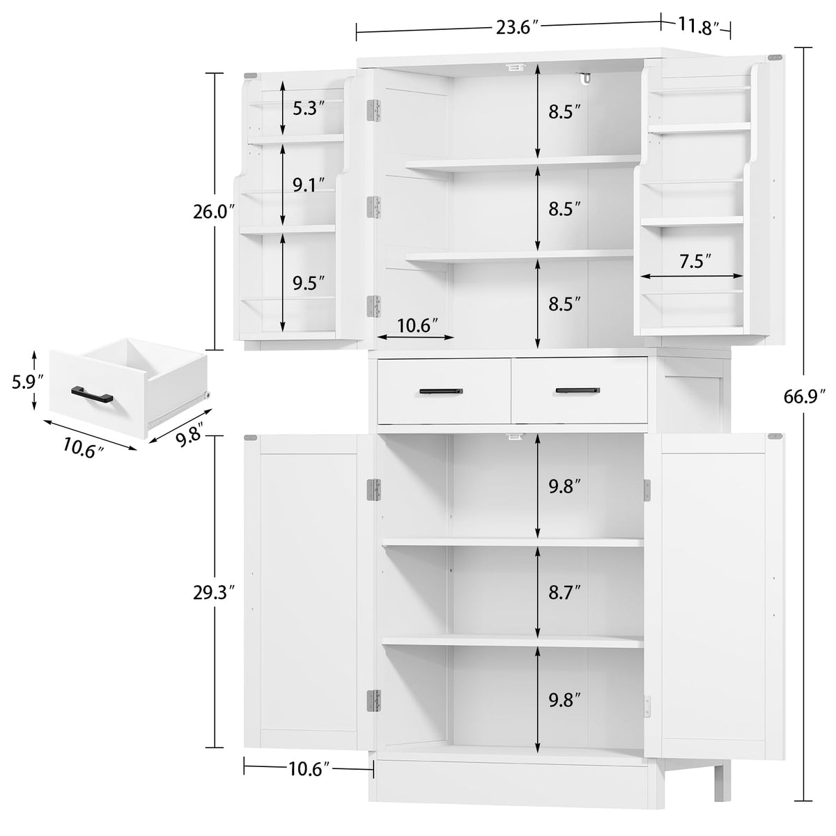 Pantry Cabinet with Barn Doors Y3231