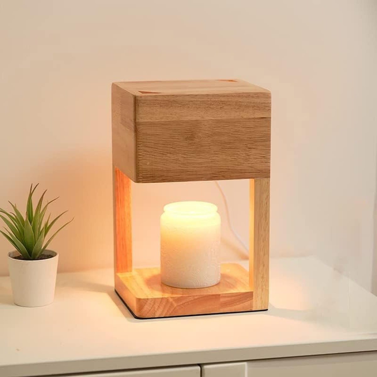 Wooden Candle Warmer Lamp with Timer and Auto Shut Off S682603