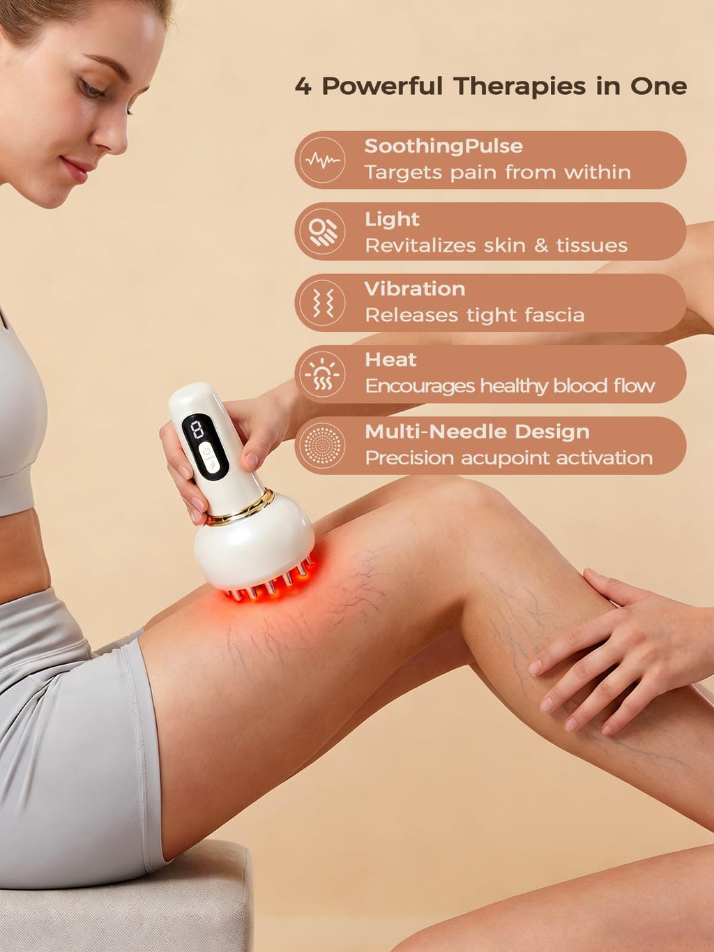 Leg Massager with Heat, Light, SoothingPulse & Vibration Y918598