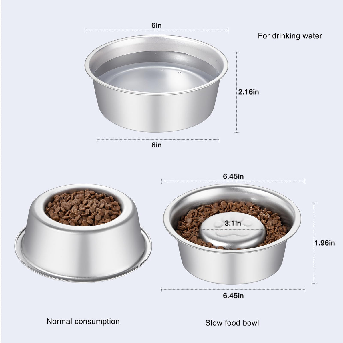 Stainless Steel Pet Dog Water and Food Bowl, 2-Pack T89565