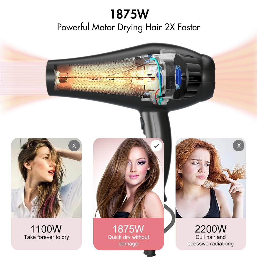 1875W Far Infrared Hair Dryer Black S775936