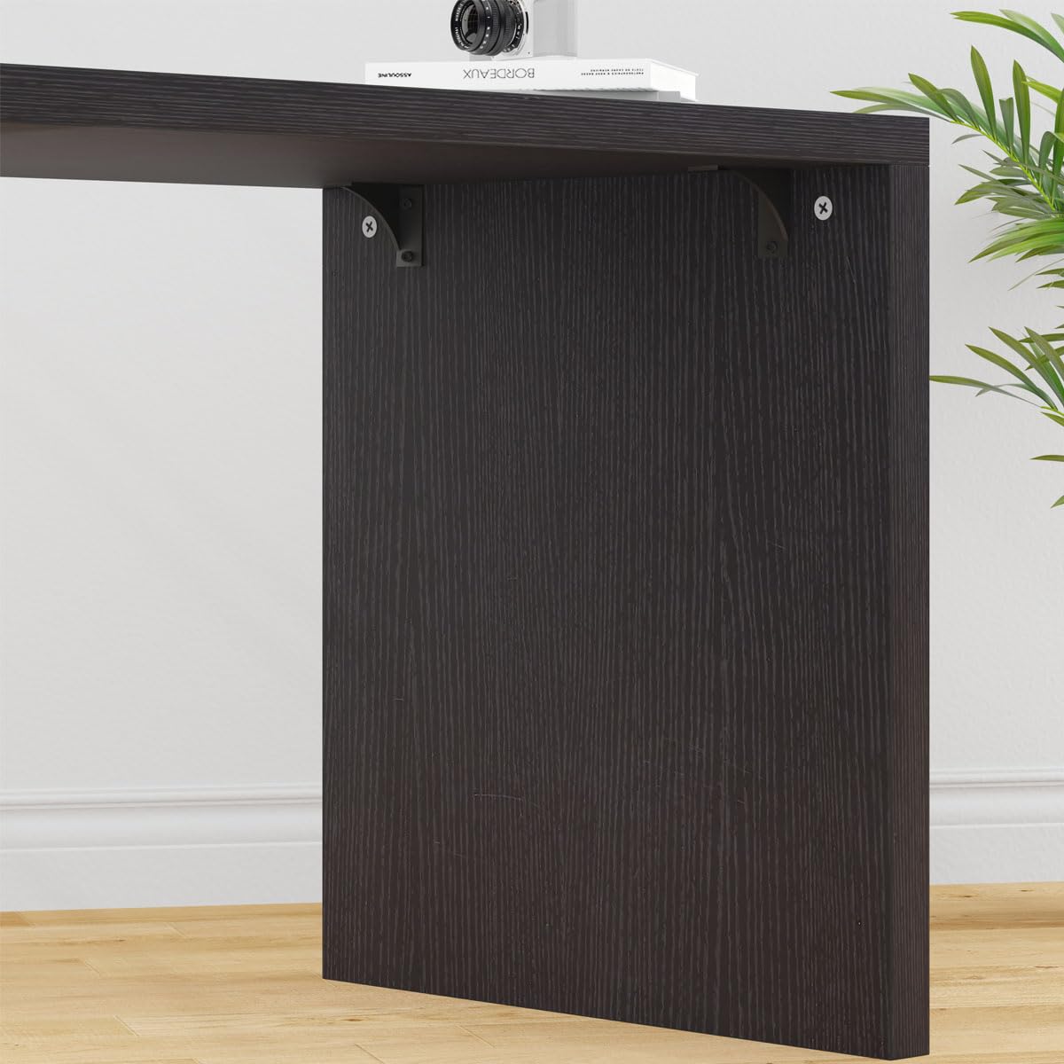 Black L Shaped Wood Computer Desk with Storage V6956