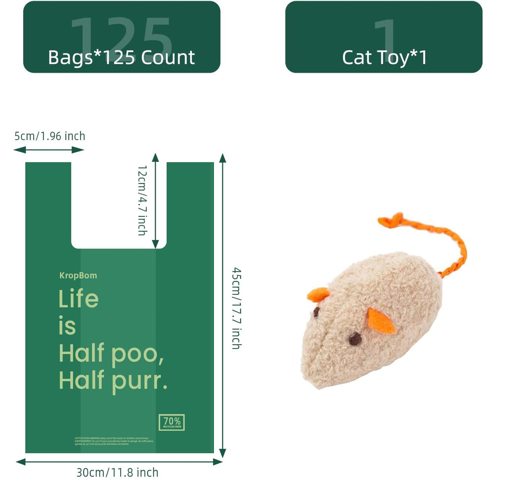 125 Count Large Unscented Cat Poop Bags with Handles N86646