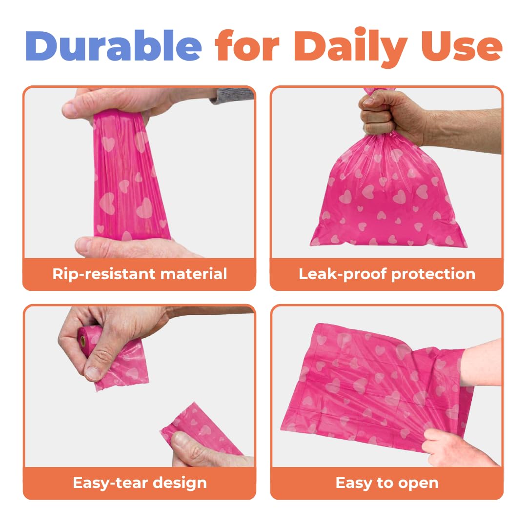 Pink Heart 150 Count Dog Poop Bags O756684
