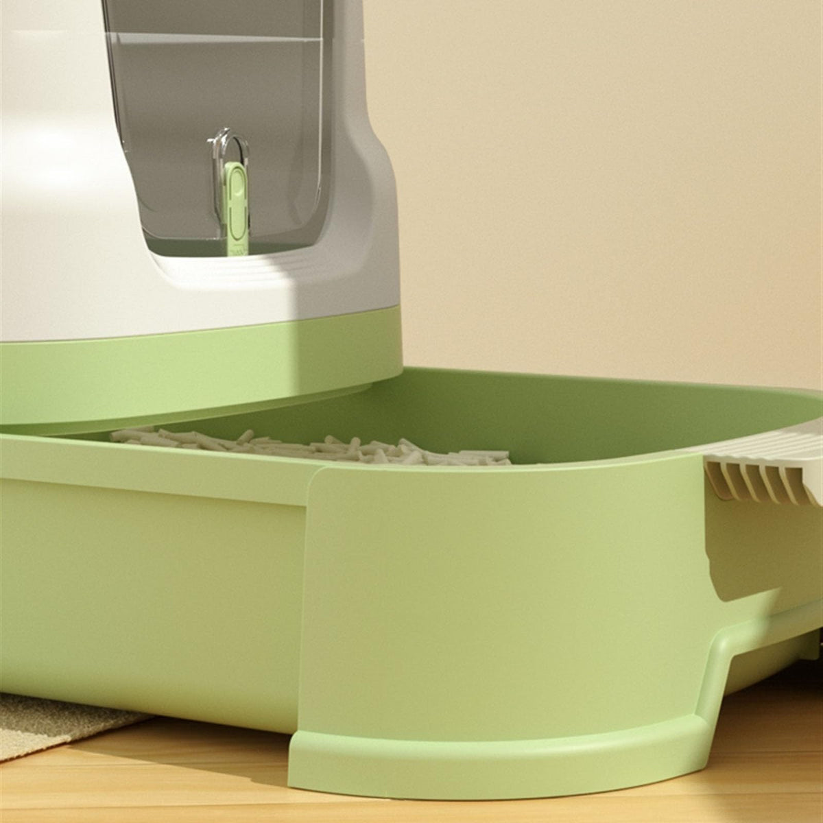 Cat Litter Box with Lid, Top Entry with Scoop, Enclosed Plastic with Drawer O980