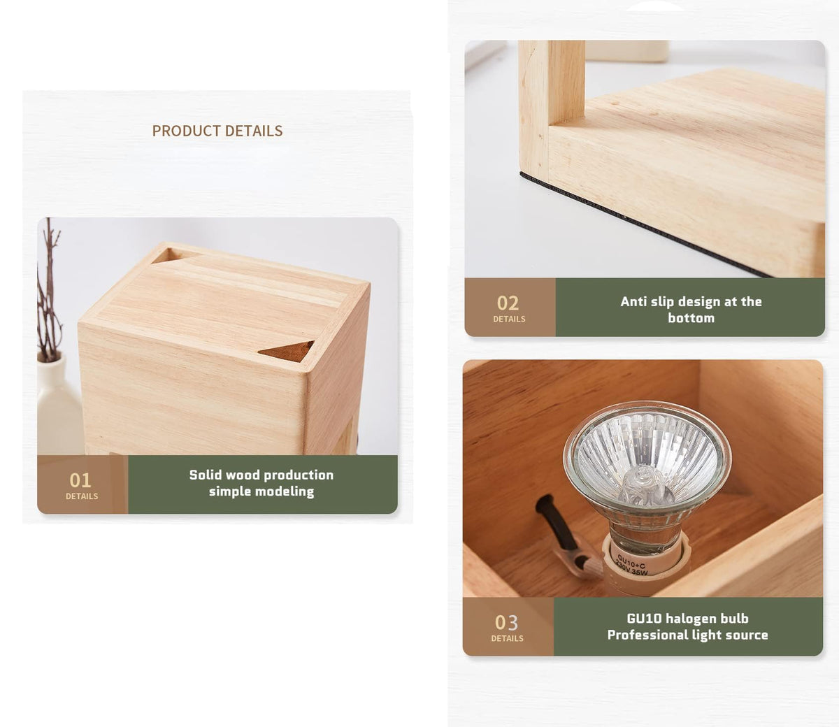 Wooden Candle Warmer Lamp with Timer and Auto Shut Off S682603