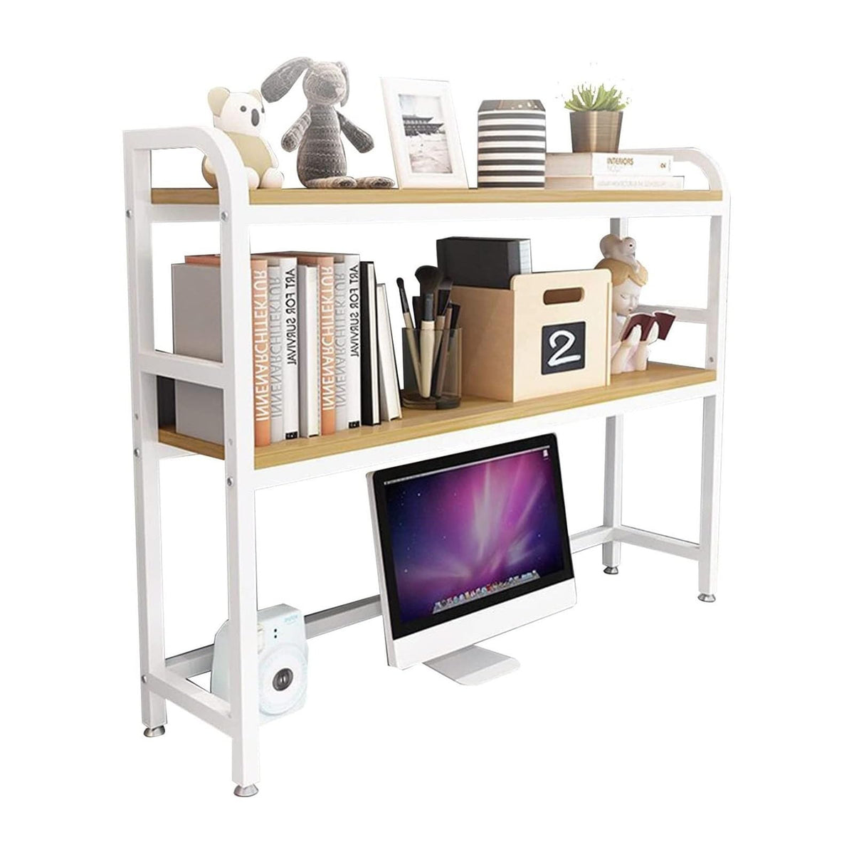 Adjustable Wood and Metal Desktop Bookshelf W9465