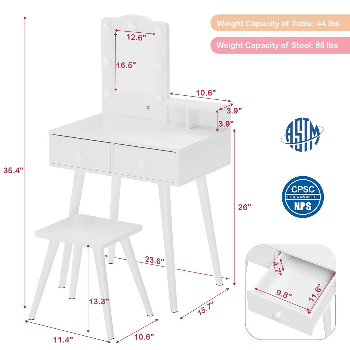 Kids Vanity and Chair Set Y247