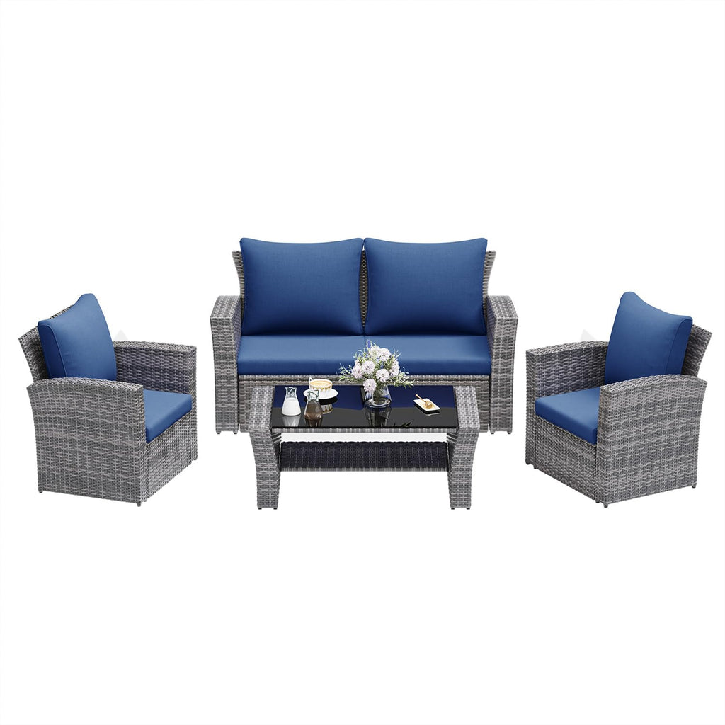 4 Piece Outdoor Wicker Patio Furniture Set O394