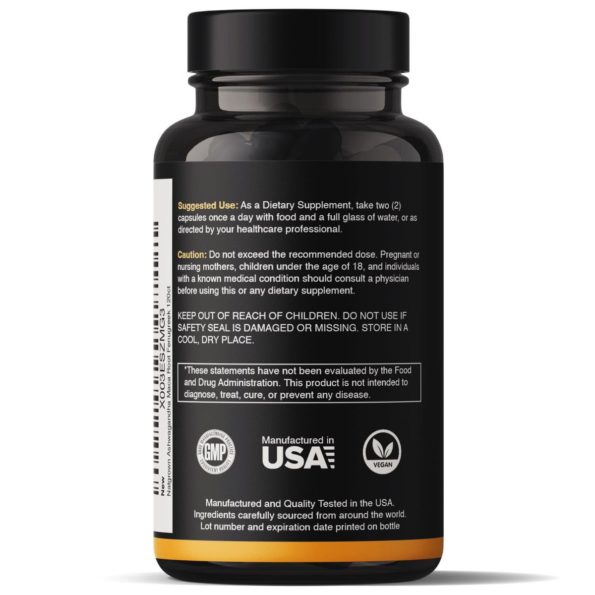 Ashwagandha Maca Root Fenugreek Capsules 120 Ct H974