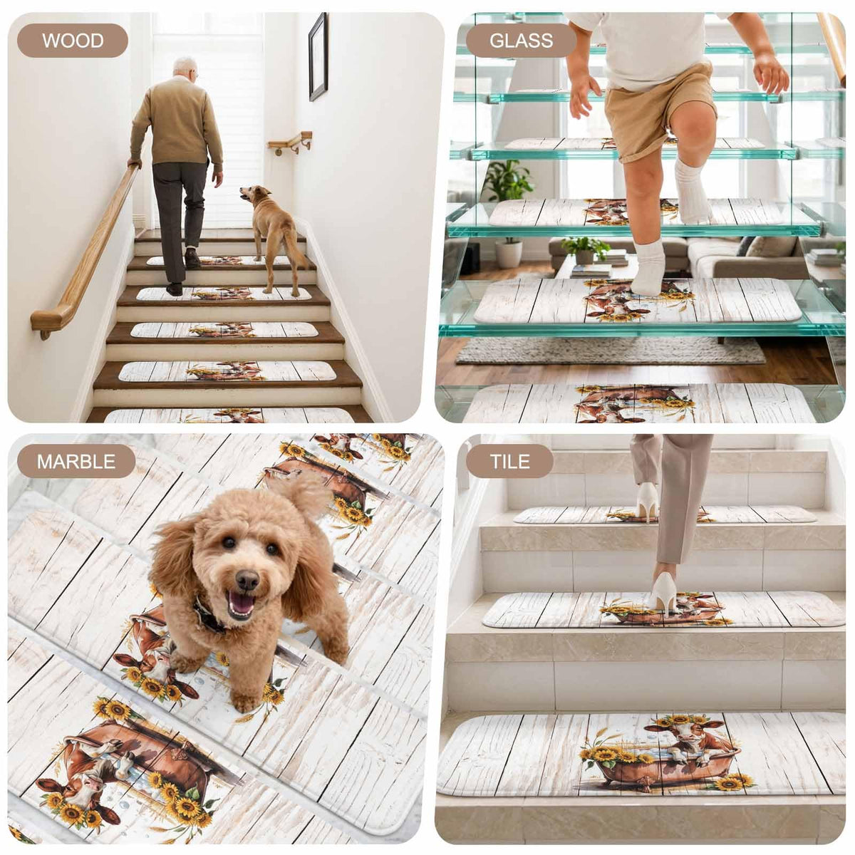 Indoor Non Slip Carpet Stair Treads 4 Pack I792910