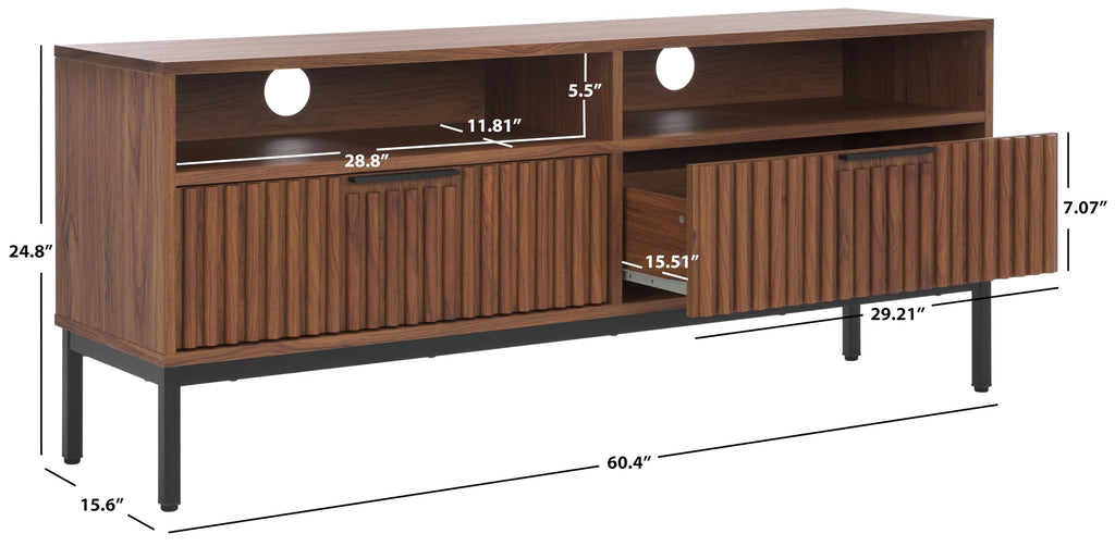 Walnut Brown Black 2 Drawer TV Stand Q6877