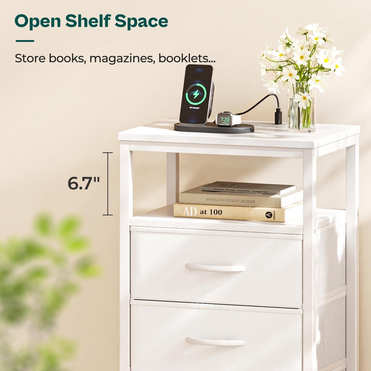 White 5 Drawer Dresser with Charging Station M791754