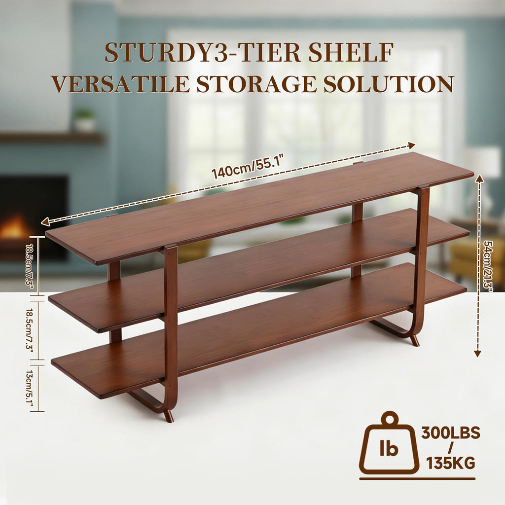 Walnut 65 Inch 3-Tier TV Stand R8743