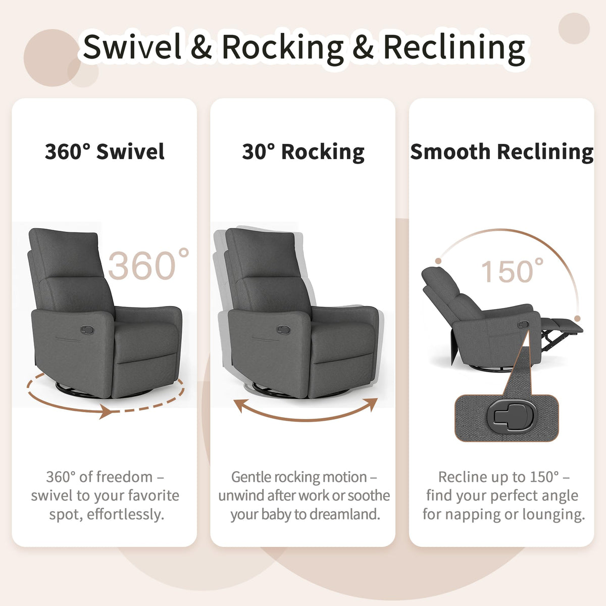 Manual Swivel Rocker Recliner Chair Z49415