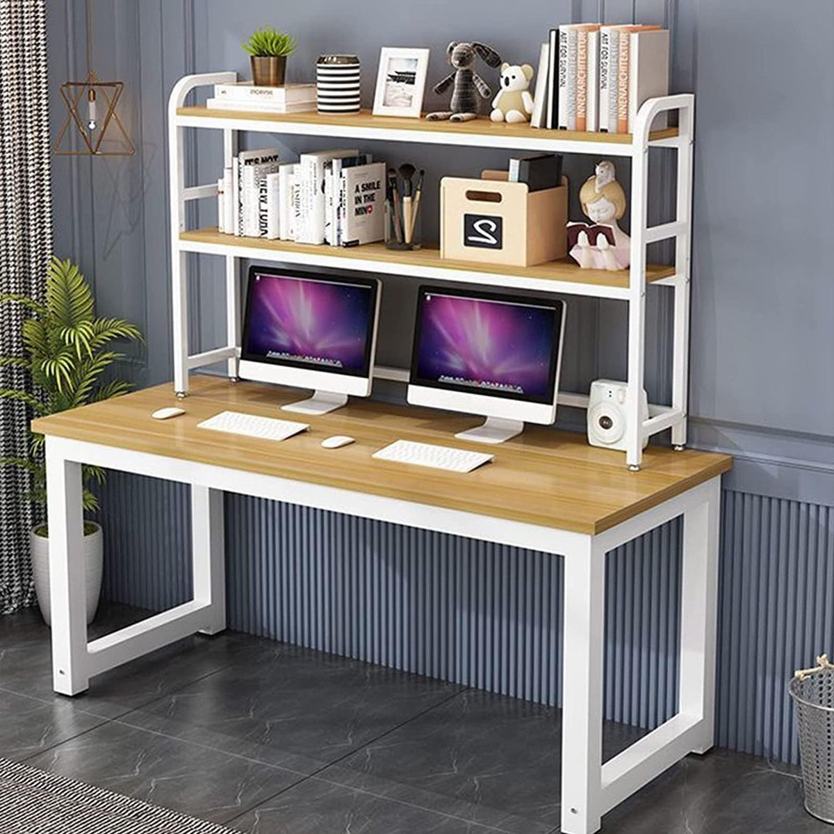 Adjustable Wood and Metal Desktop Bookshelf W9465