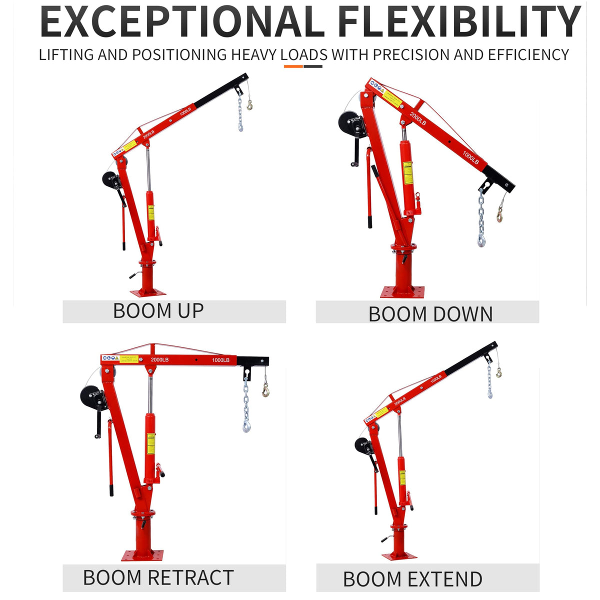 2000 lbs Hydraulic Truck Bed Jib Crane Y245