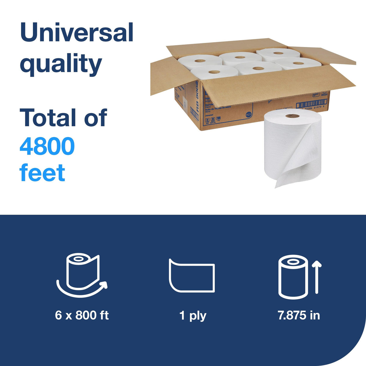 White Hand Towel Roll, 6 Rolls E107553