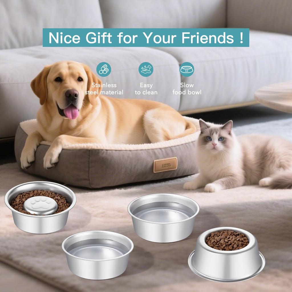 Stainless Steel Pet Dog Water and Food Bowl, 2-Pack T89565
