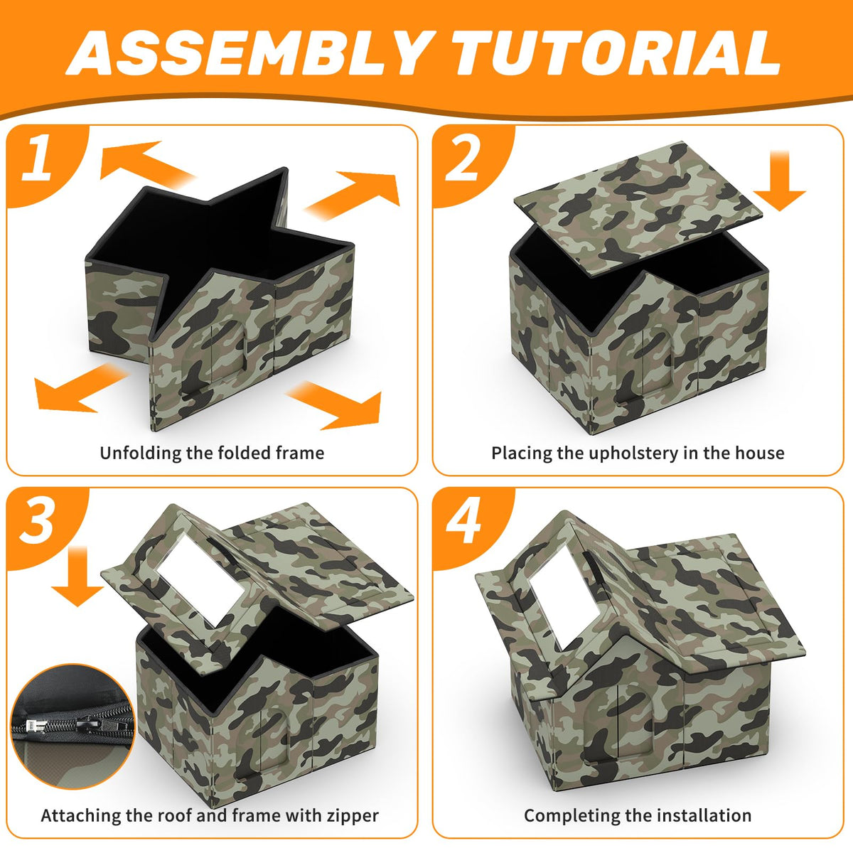 Weatherproof Collapsible Outdoor Cat House with Door and Soft Mat O871