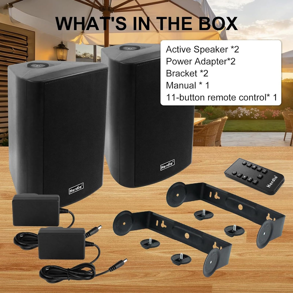 5.25" 300W Bluetooth Outdoor Speakers IPX5 Waterproof Black 2-Pack V973225