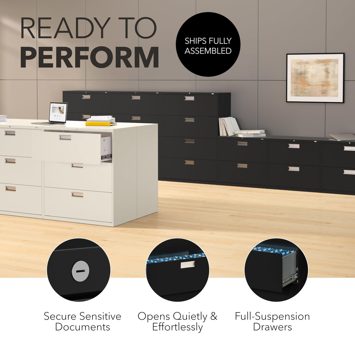 Black 4 Drawer File Cabinet C7747