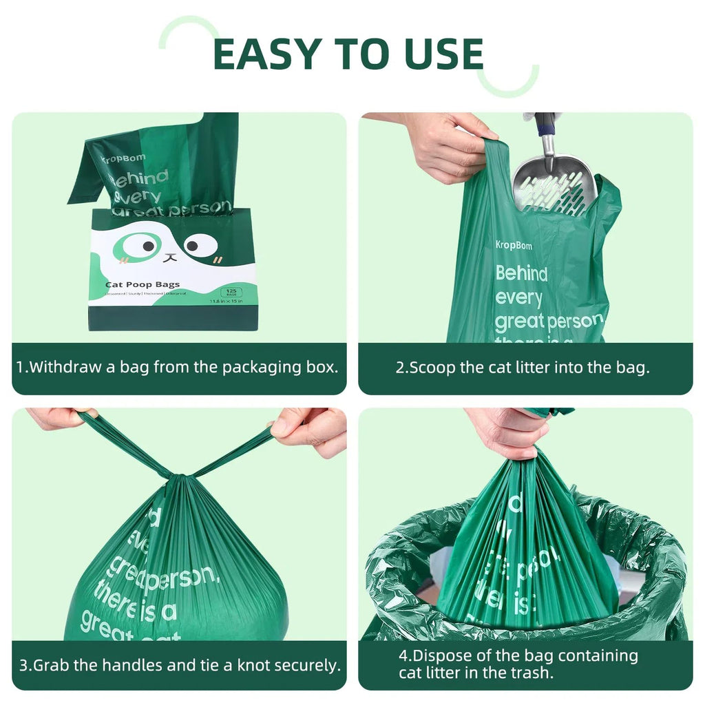 125 Count Large Unscented Cat Poop Bags with Handles N86646
