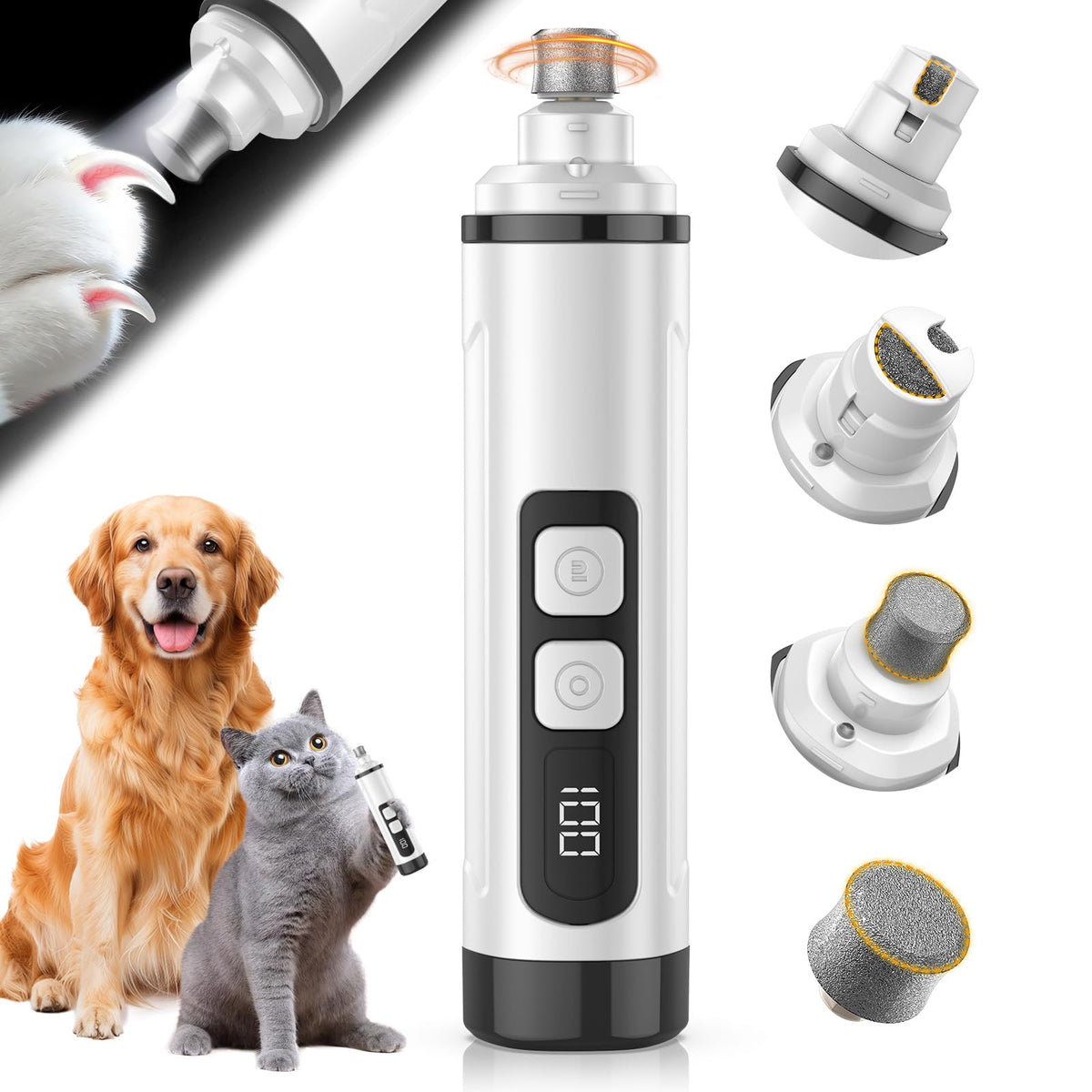Electric 3 Speeds Dog Nail Grinder with Lights F611665