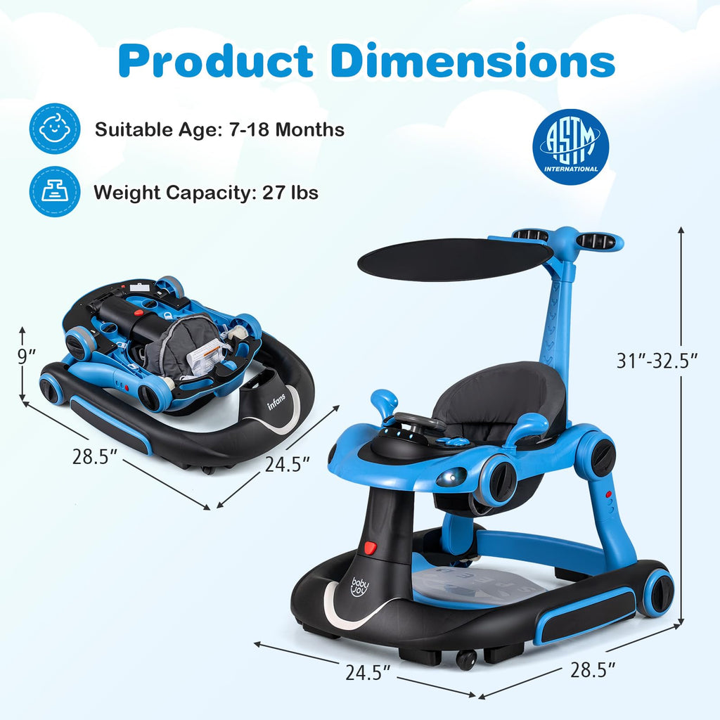 Foldable Adjustable Baby Walker with Wheels D601