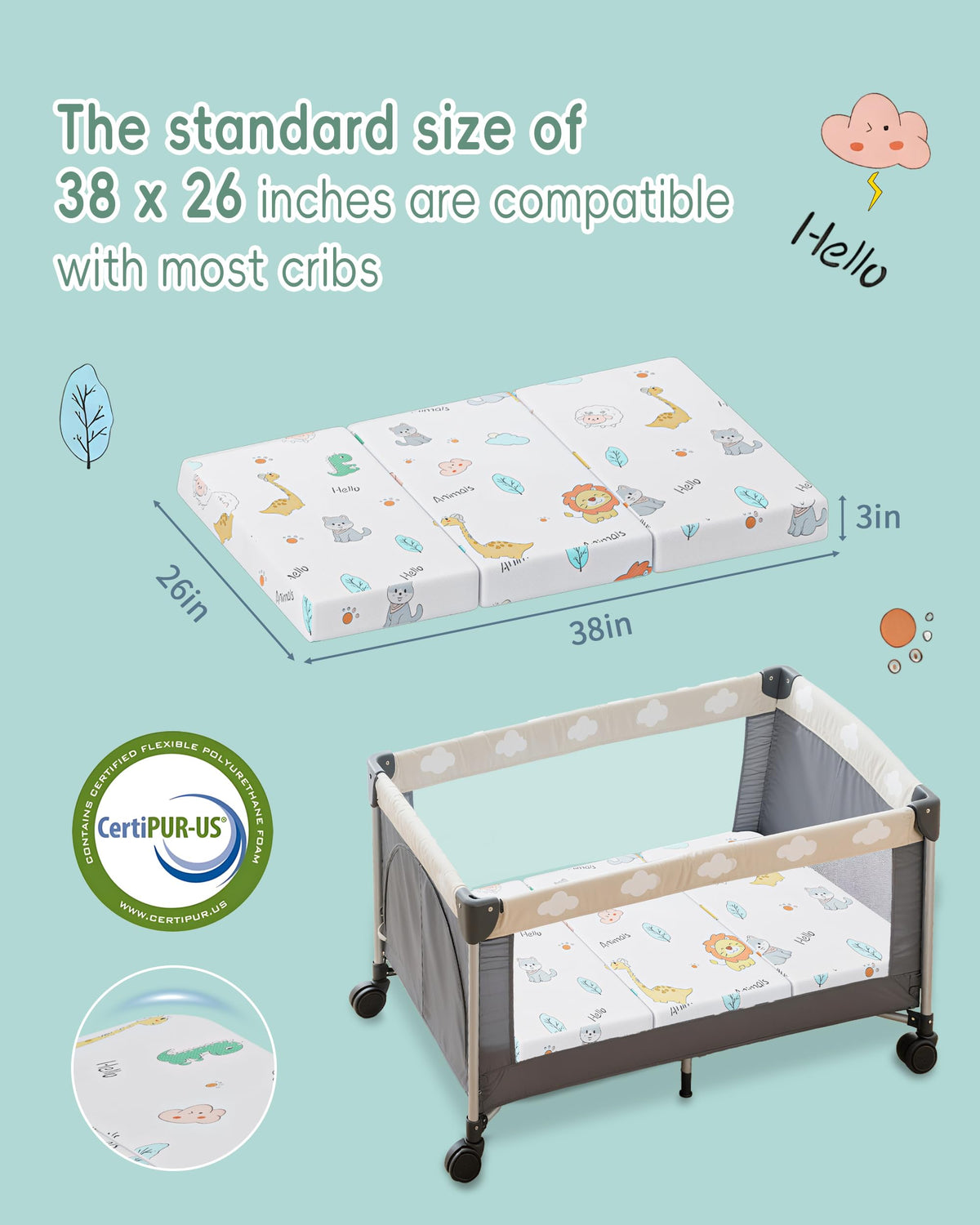 Trifold Pack and Play Mattress 38"x26" L996837
